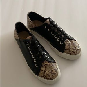Faux Snakeskin and Black Sneakers